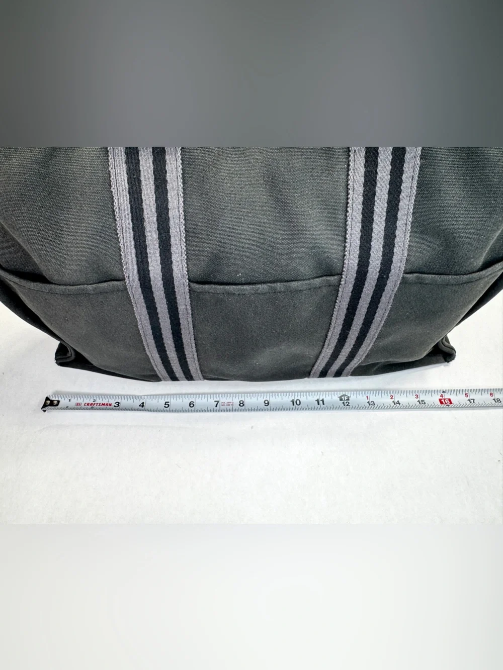 Hermès Fourre Tout MM Black Canvas Tote Gray Stripe